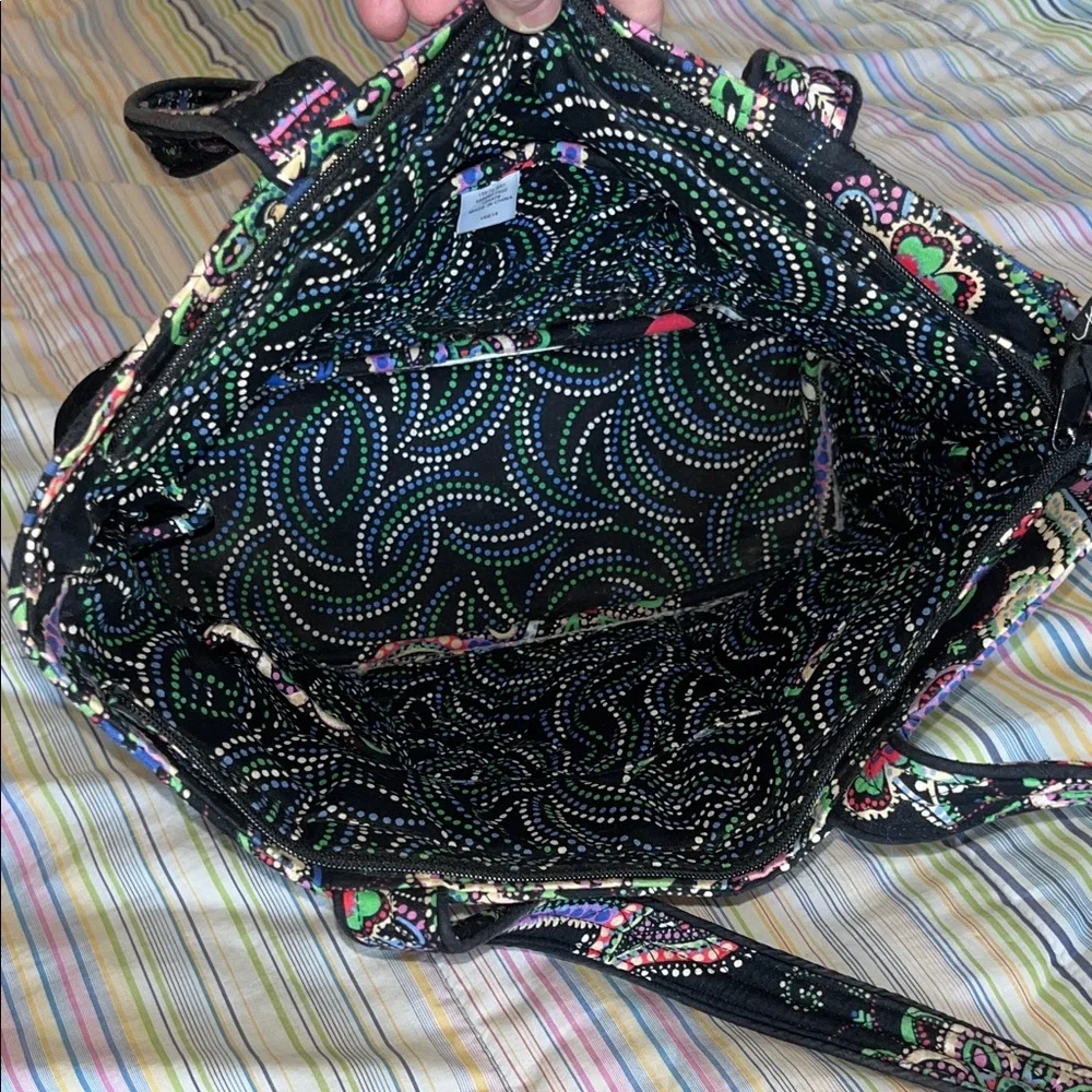 Vera Bradley Black Bohemian Paisley Floral Small Tote with Multicolor Accents - Picture 3 of 9